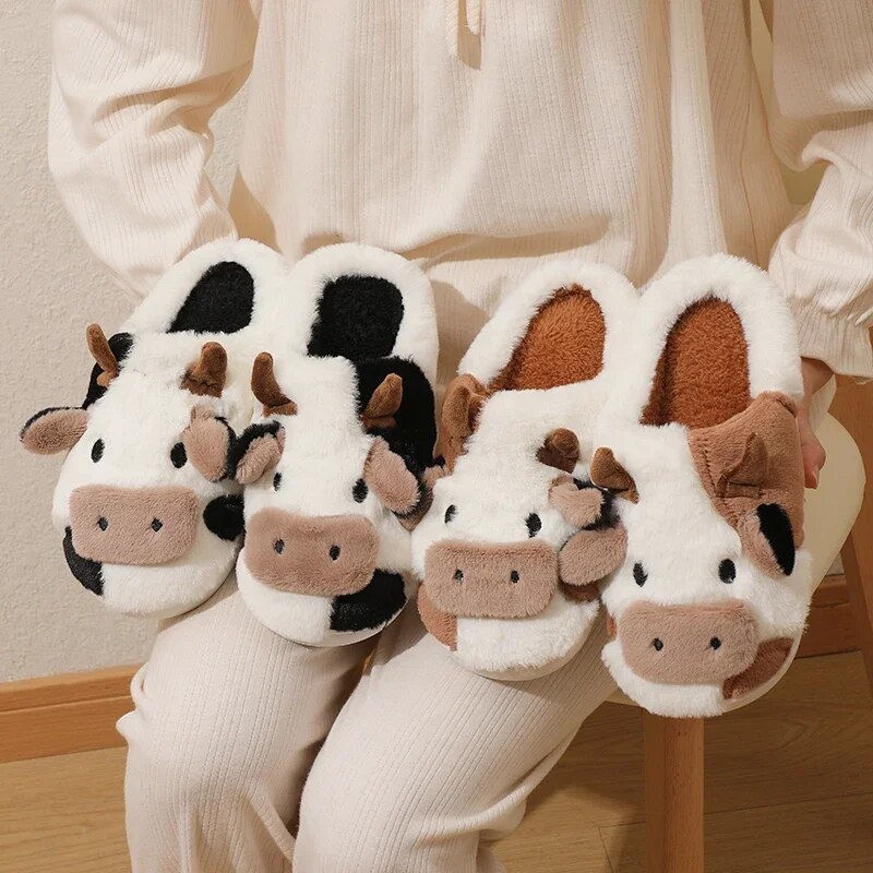 Thumbnail: Fluffy cow slippers