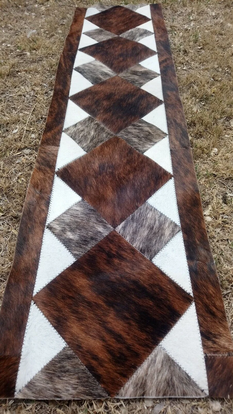 Cowhide Patchwork Hallway Runner Multiple Sizes Cowhide Warehouse