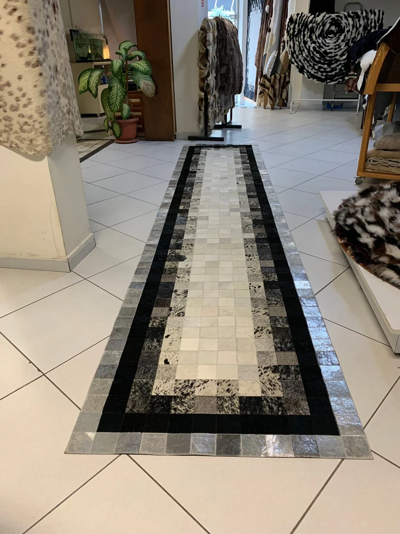Cowhide Patchwork Hallway Runner Multiple Sizes Cowhide Warehouse