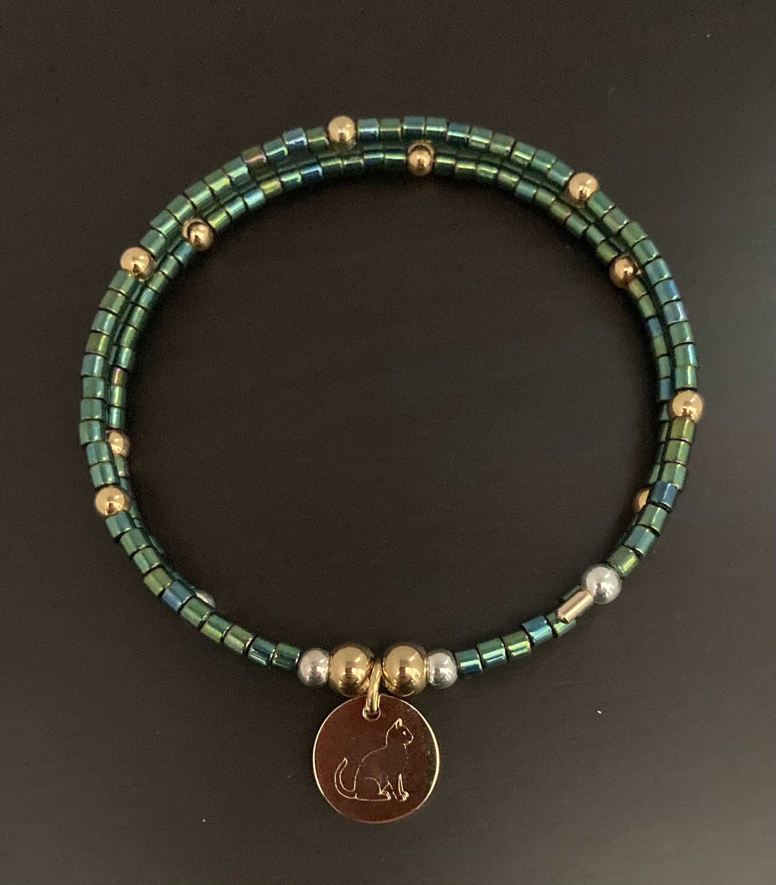 Boho Kitty Emerald & Gold