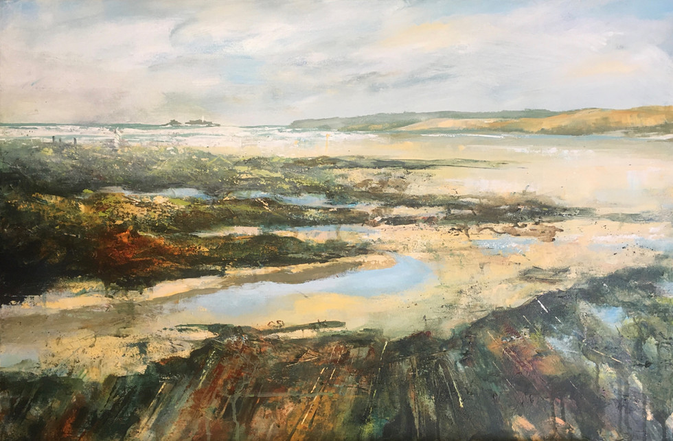 Rockpools with Godrevy Lighthouse