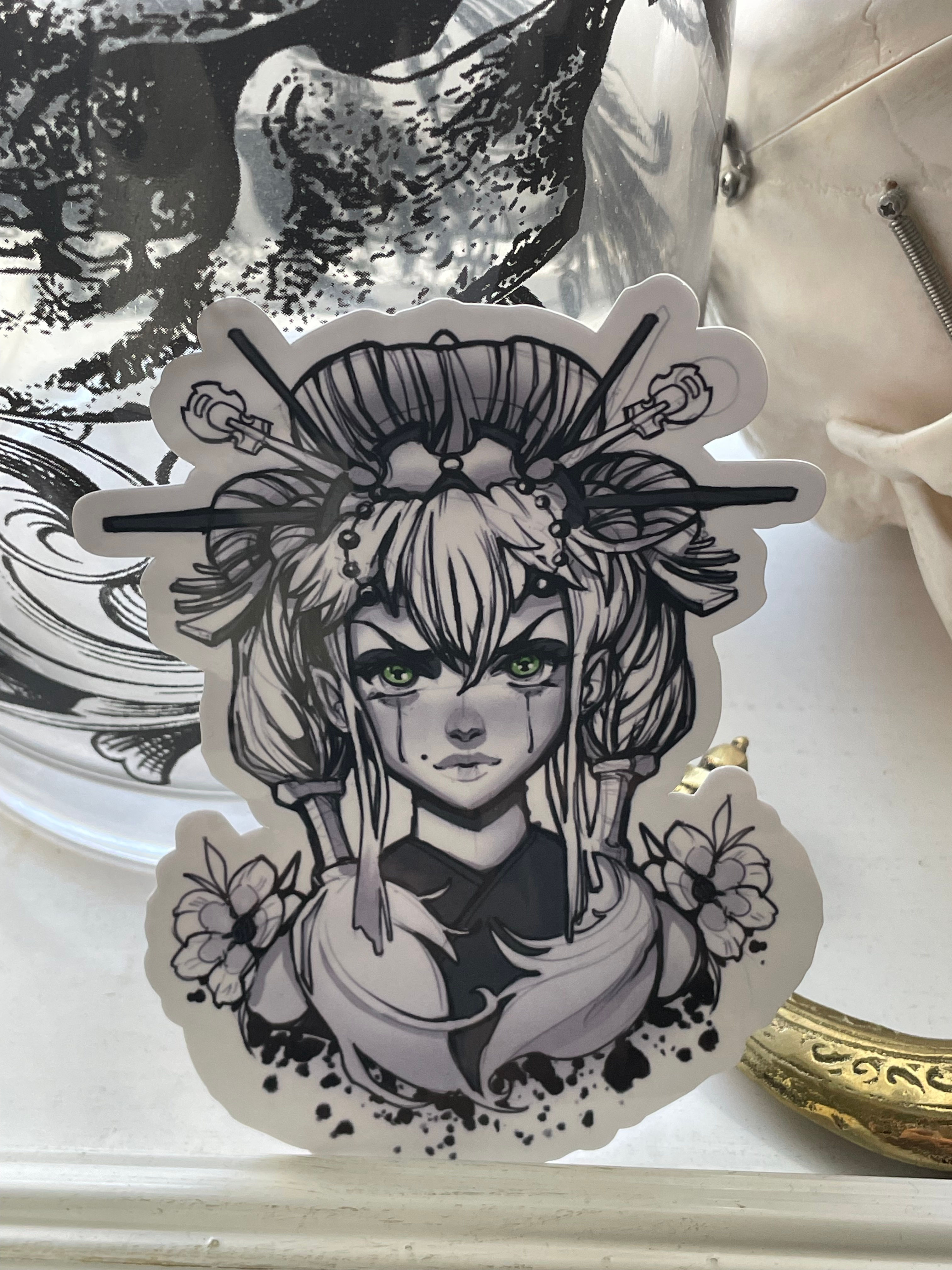 Foxy Treasure and Saint and Stellar Tattoo Green Eye Warrior Sticker