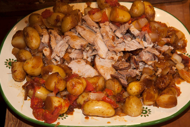 Roast Pork with Tomatoes,Onions & Potatoes