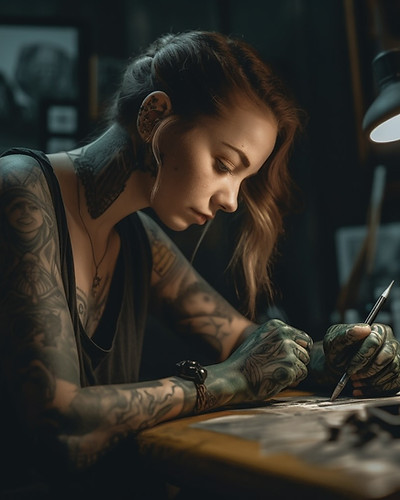 Tattoolicious ホノルルで施術する女性ゲストタトゥーアーティスト