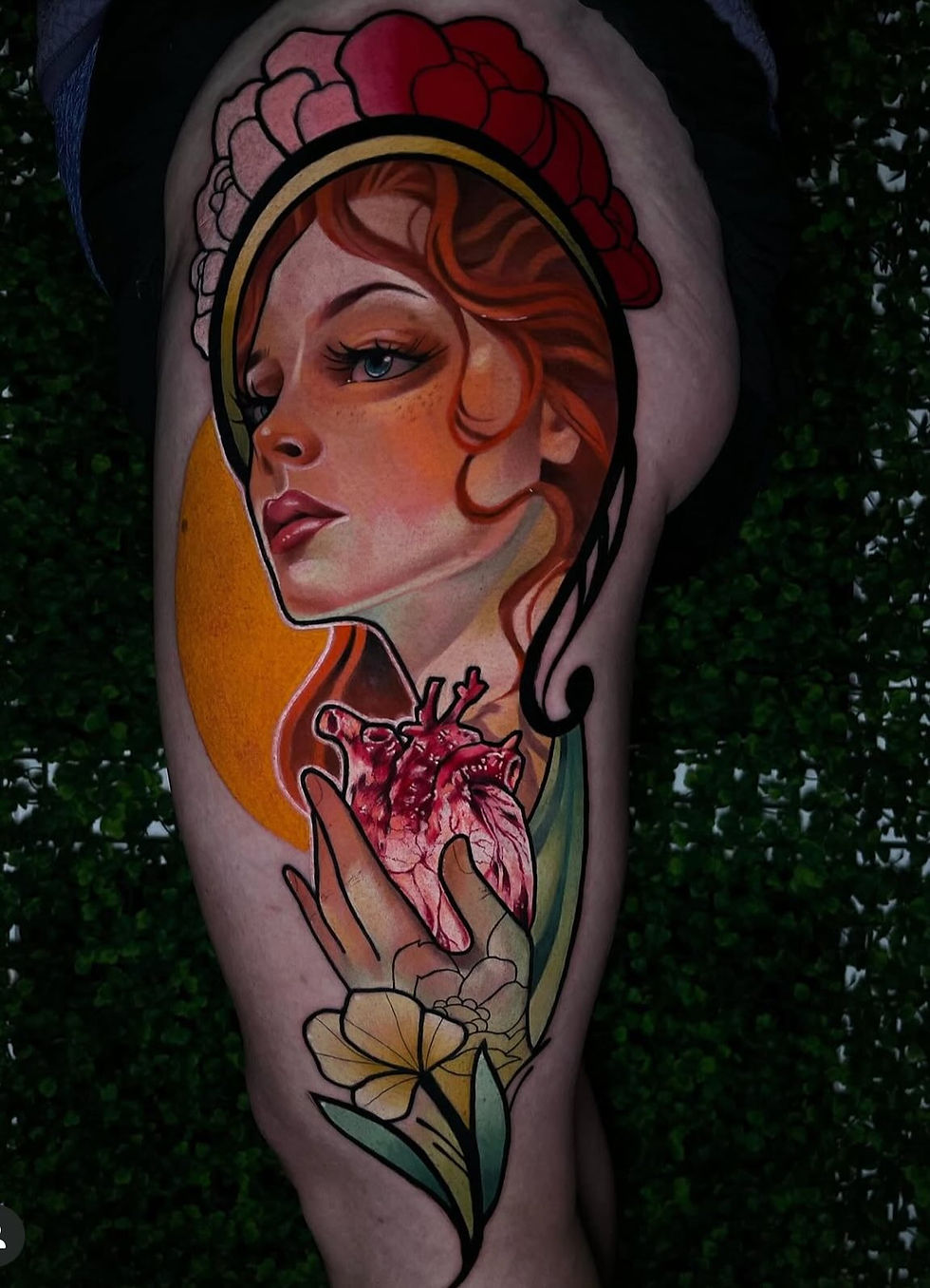 traditional girl heart tattoo by Geri at Tattoolicious Waikiki