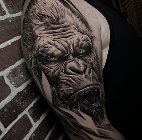 Gorilla portait black and gray tattoo hawaii.jpg
