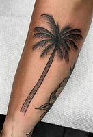 Fineline palm tree tattoo by Huevo at Tattoolicious Waikiki