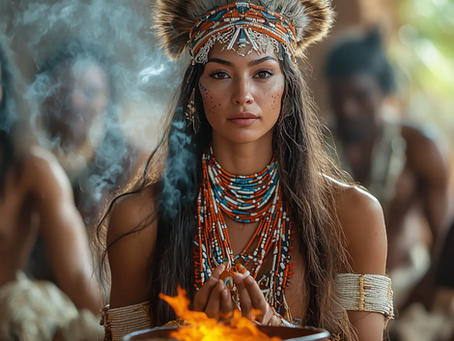 Female ayawaska shaman doing psychedelic ceremonies