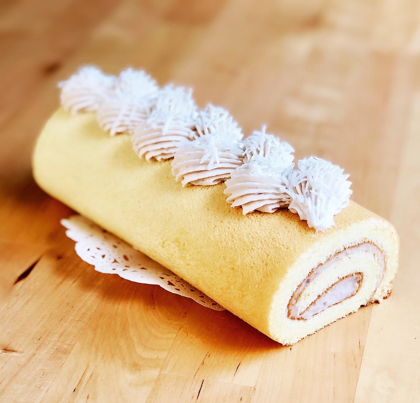 Coconut Taro Soufflé Cake Roll