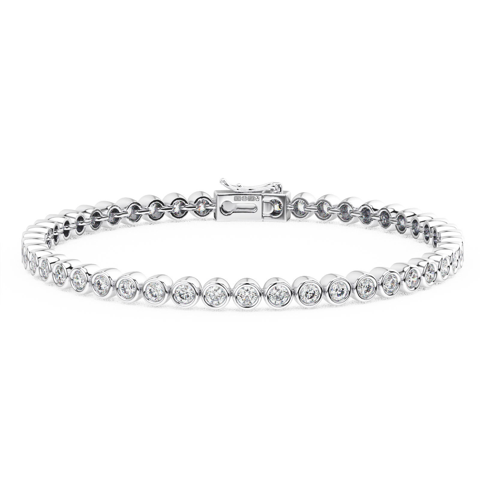 2.4mm Bezel Round Cut Diamond Tennis Bracelet