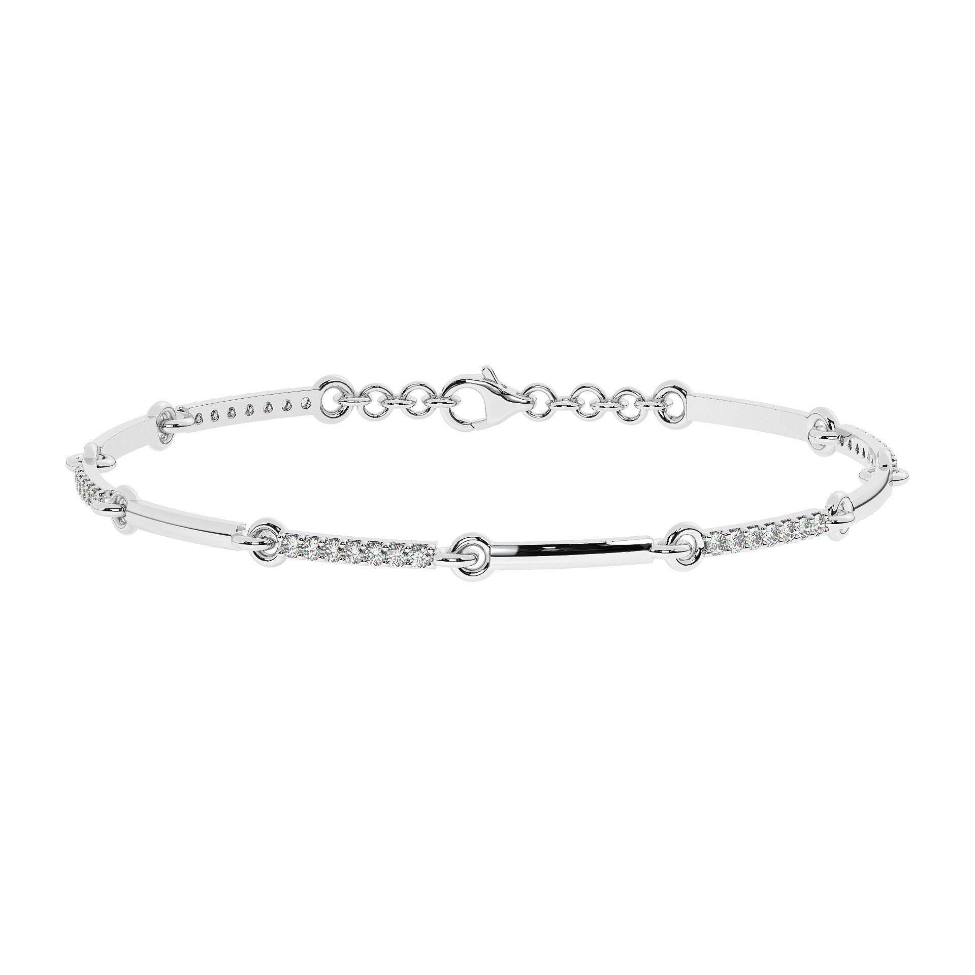 Diamond Studded Banded Chain Bracelet
