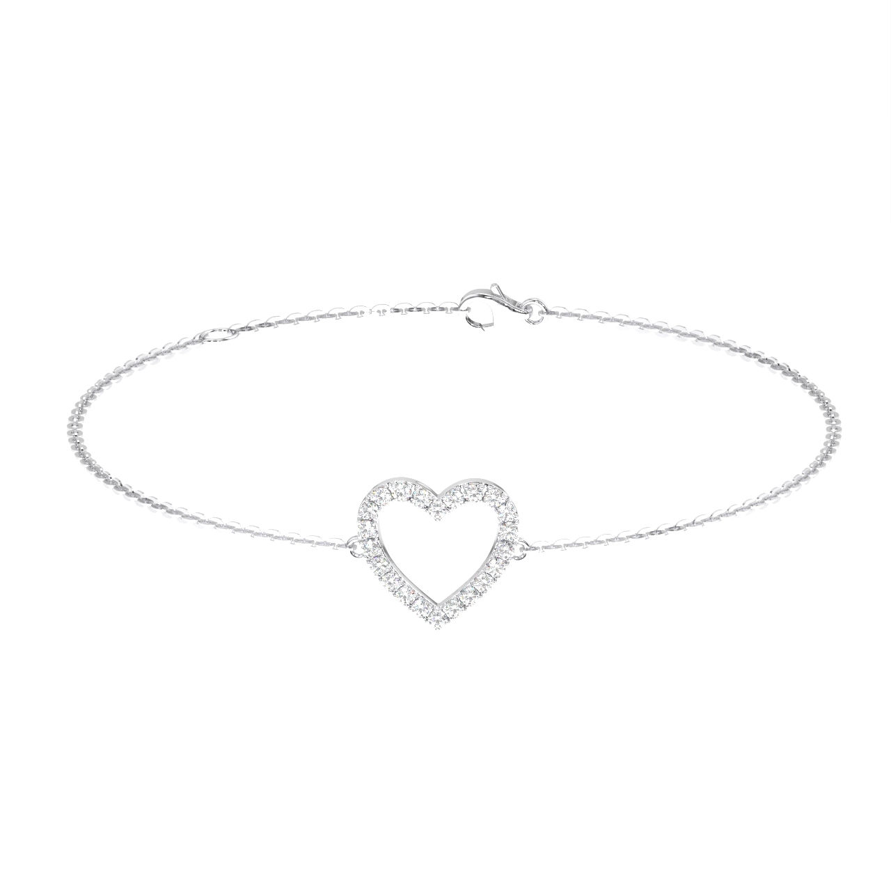 Diamond Studded Heart Chain Bracelet
