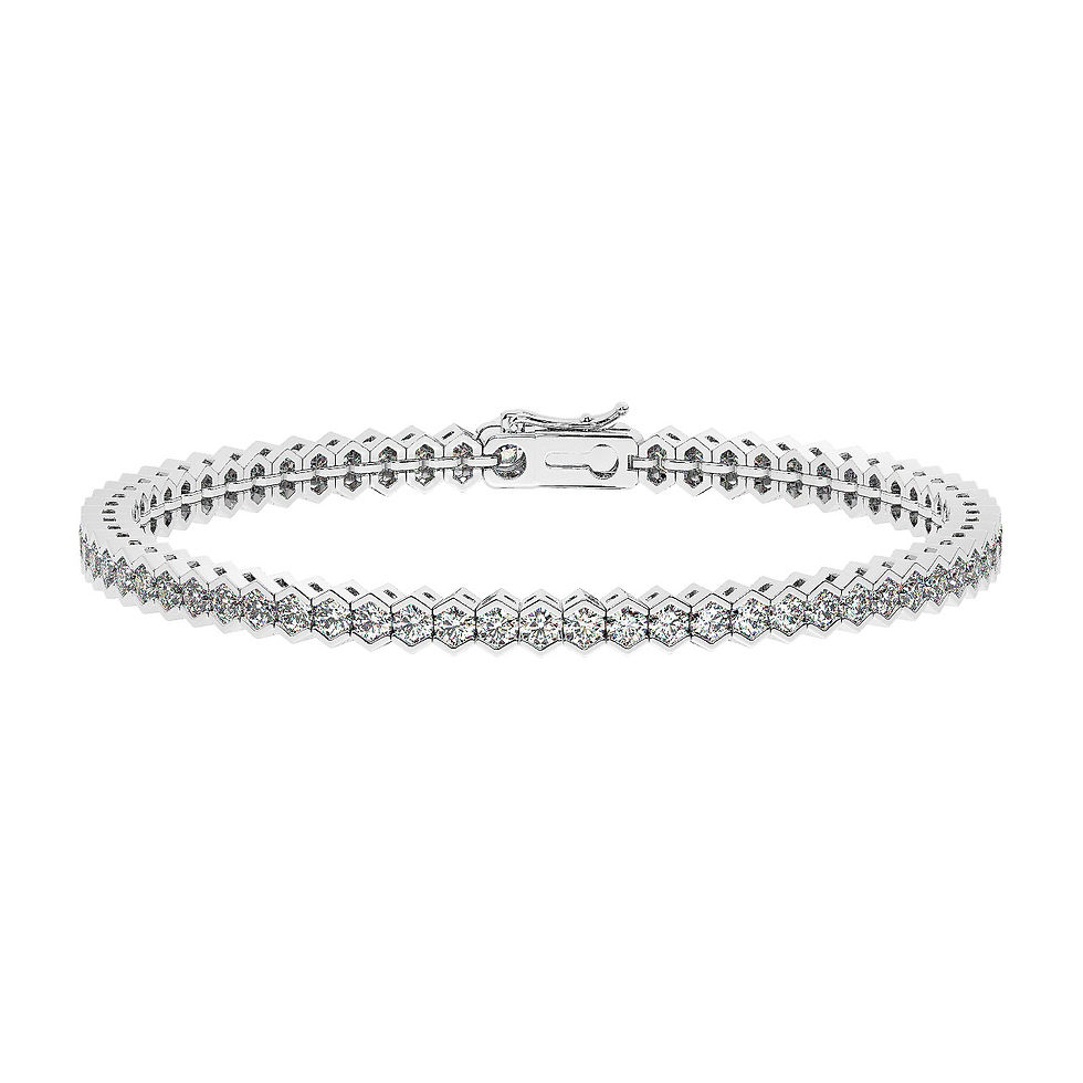 2.7mm Hexagon Bezel Round Cut Diamond Tennis Bracelet