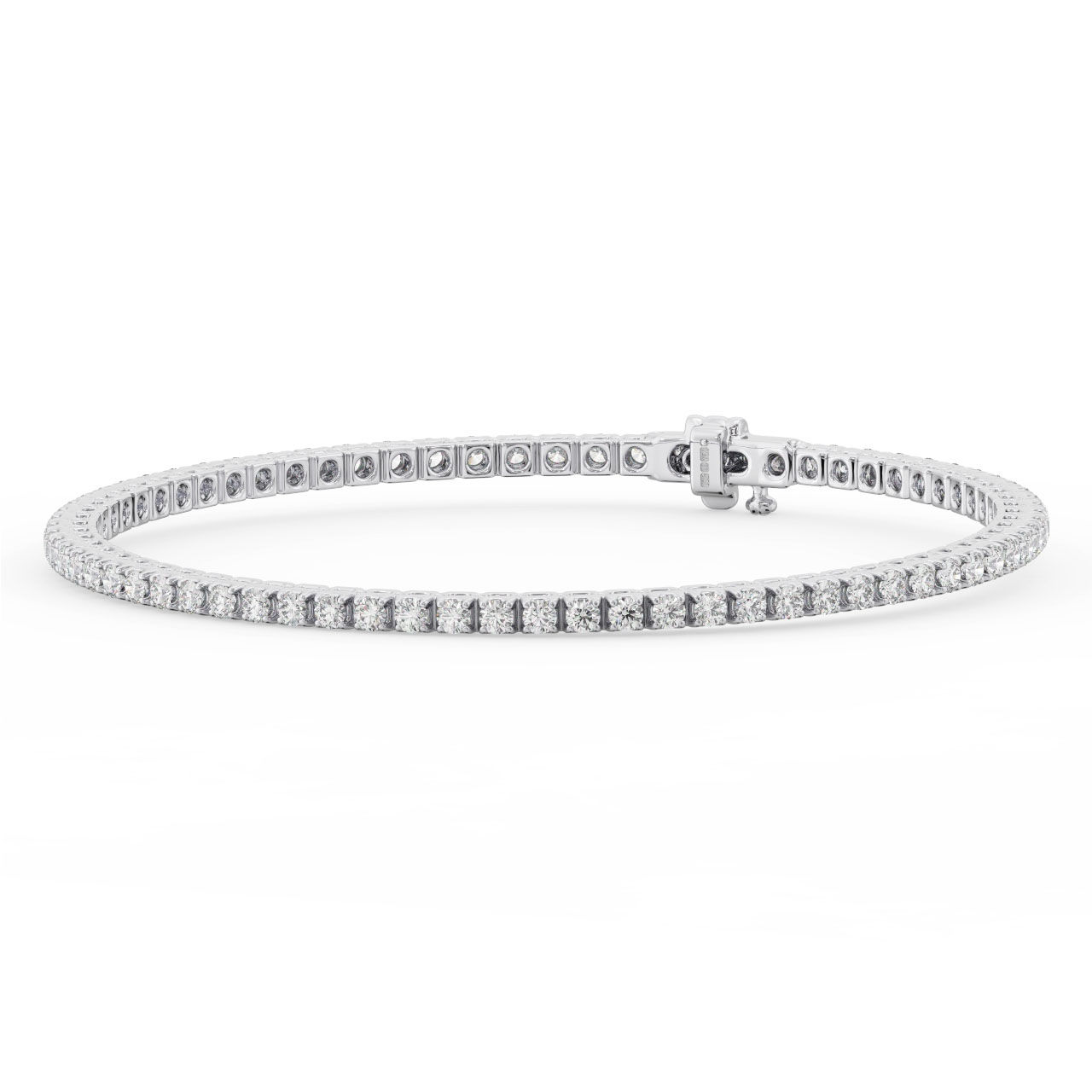 2mm Beryl Round Cut Diamond Tennis Bracelet