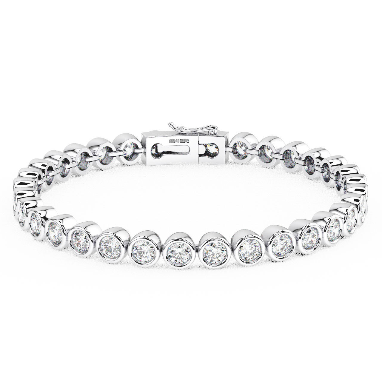 3.6mm Bezel Round Cut Diamond Tennis Bracelet