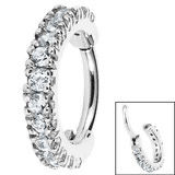 Pair of Titanium 1.2mm Pave Set Jewelled Edge Hinged Clicker Ring 8mm