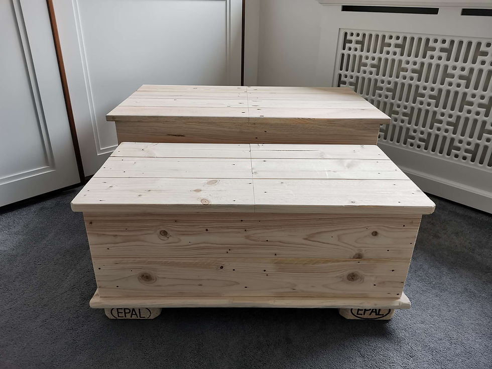 Thumbnail: Handmade rustic coffee table/trunk/chest with sliding top

