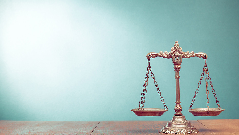 A justice weight scale evenly balanced