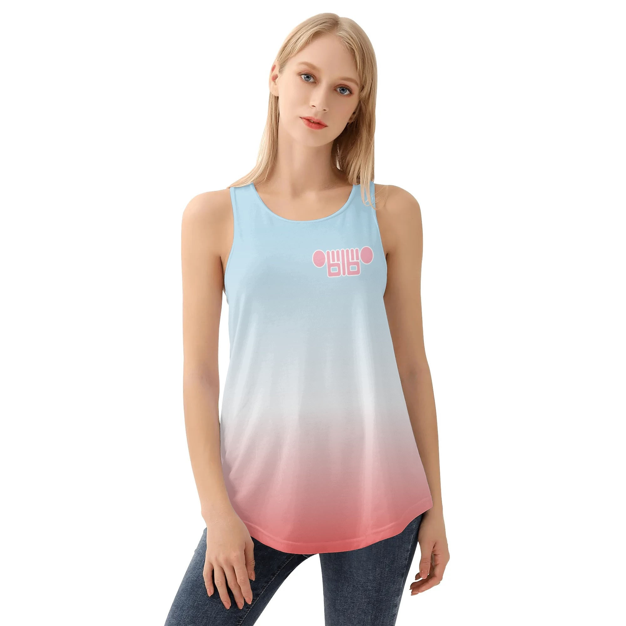 616 pink and blue Women's All Over Print Loose Tank Tops