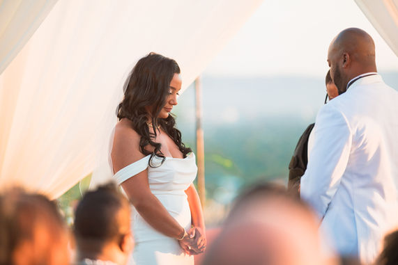 Bride and groom during wedding ceremony in Arizona
