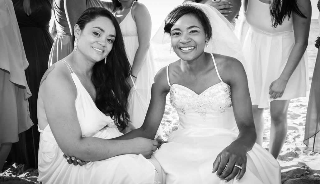 brides in same sex post ceremony wedding photos