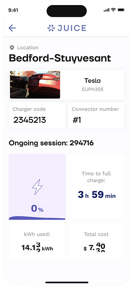 Juice Serve Charge screen