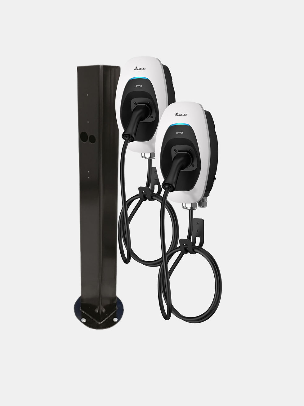Two Delta AC Max EV Chargers with NHP Charging post