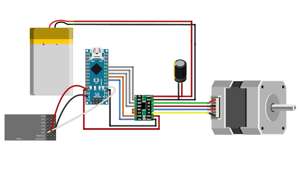 Stepper Motor and remote control wiring diagram with Arduino Nano