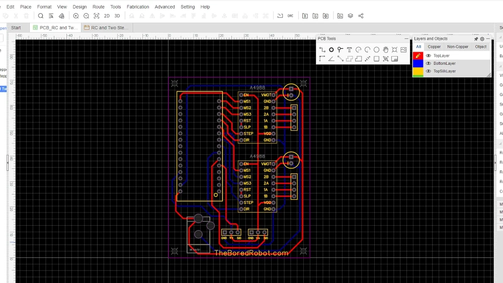The Bored Robot custom PCB for stepper motors