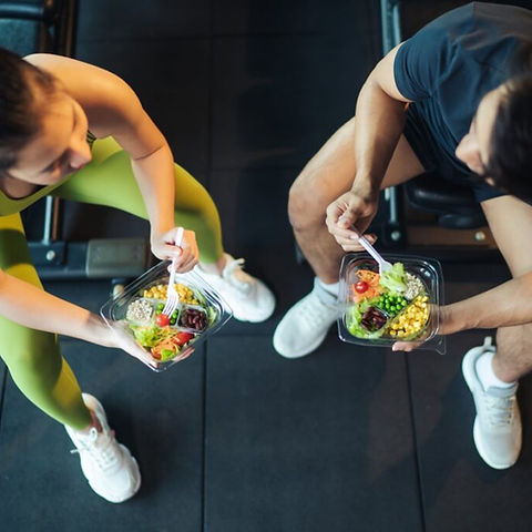 Gym friends sharing a meal