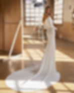 Whitney by aire atelier crepe simple elegant wedding dress with train