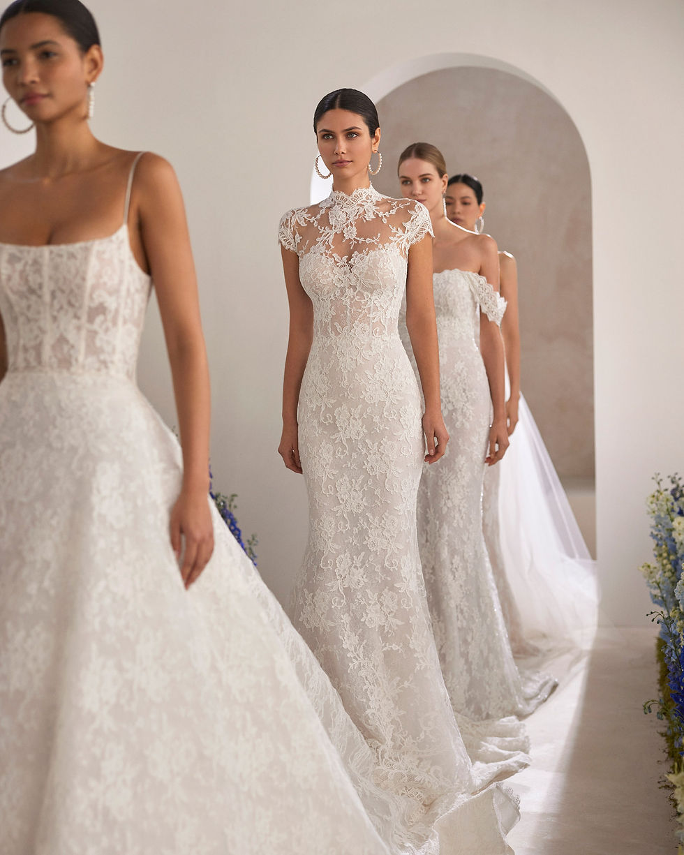 Thumbnail: Tura by Rosa Clara full lace fitted wedding gown