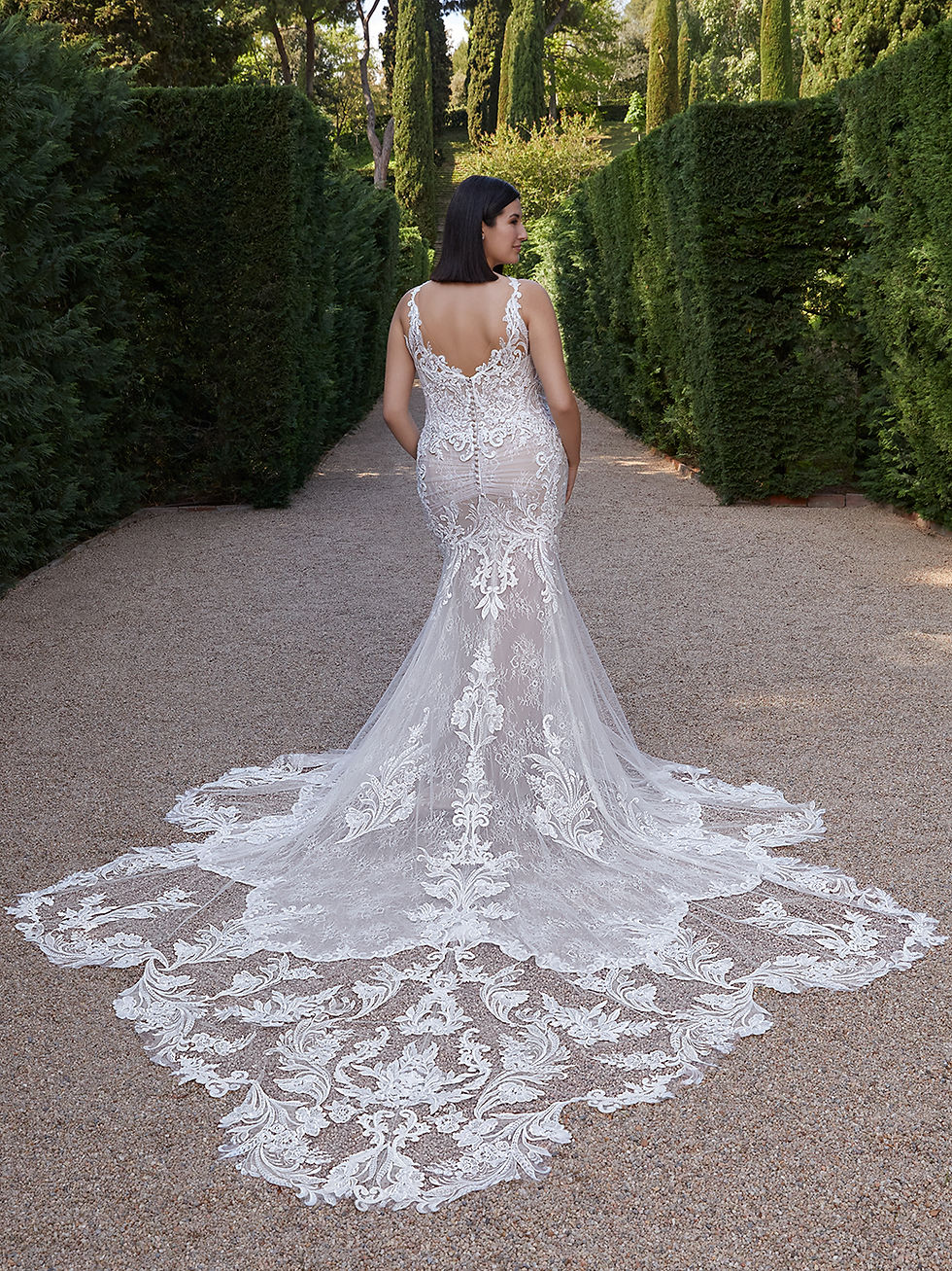 Thumbnail: Valliere Elysee x Edition Plus Size Lace Fitted Sexy Wedding Dress BACK