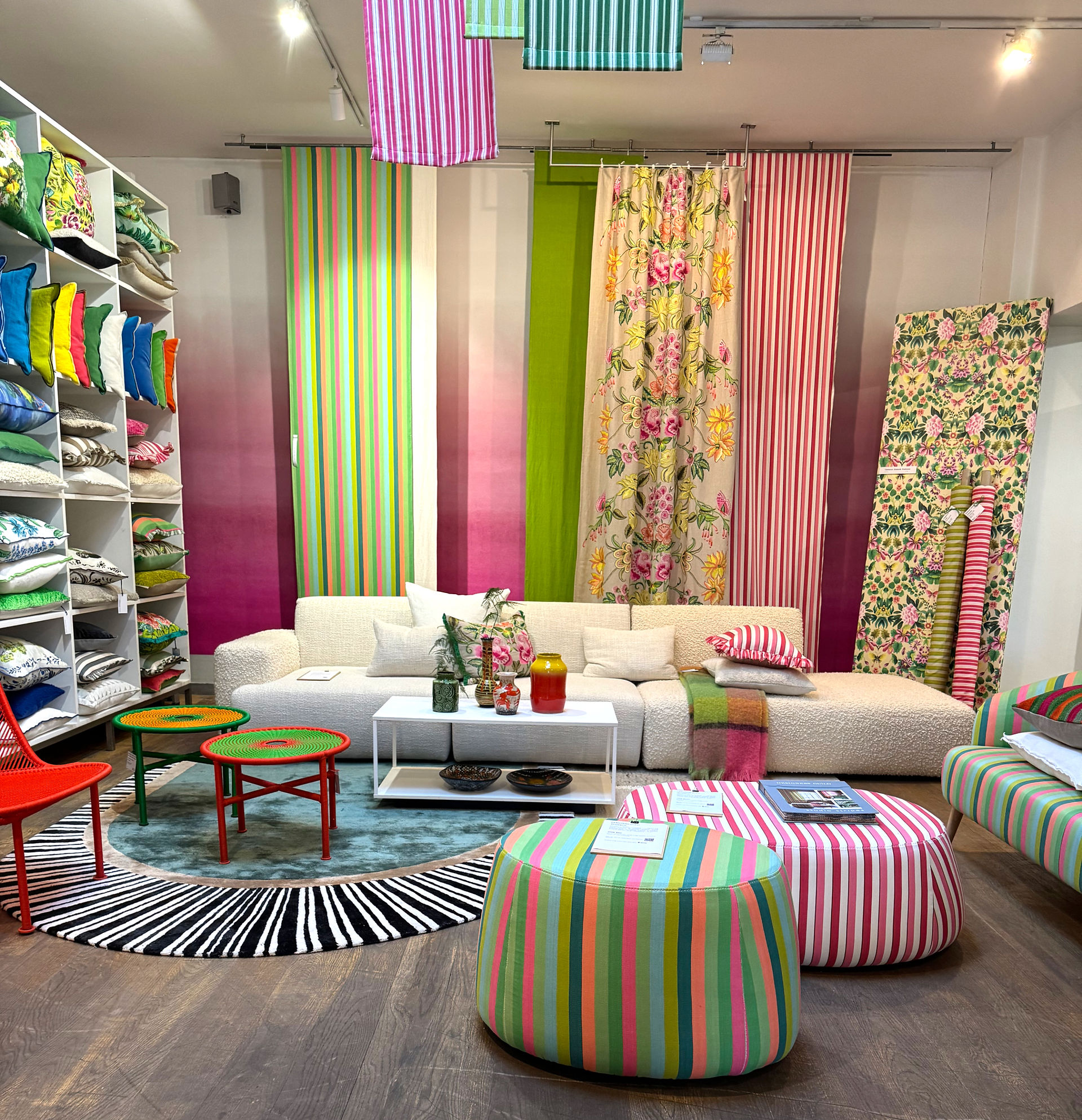 Vibrant design showroom, Nice France design travel inspiration.