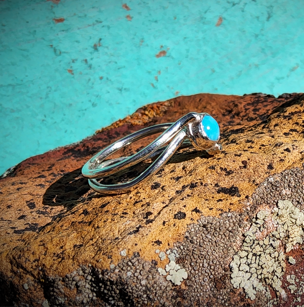 Thumbnail: waving 2 (sterling silver and Sleeping Beauty (Arizona) turquoise)