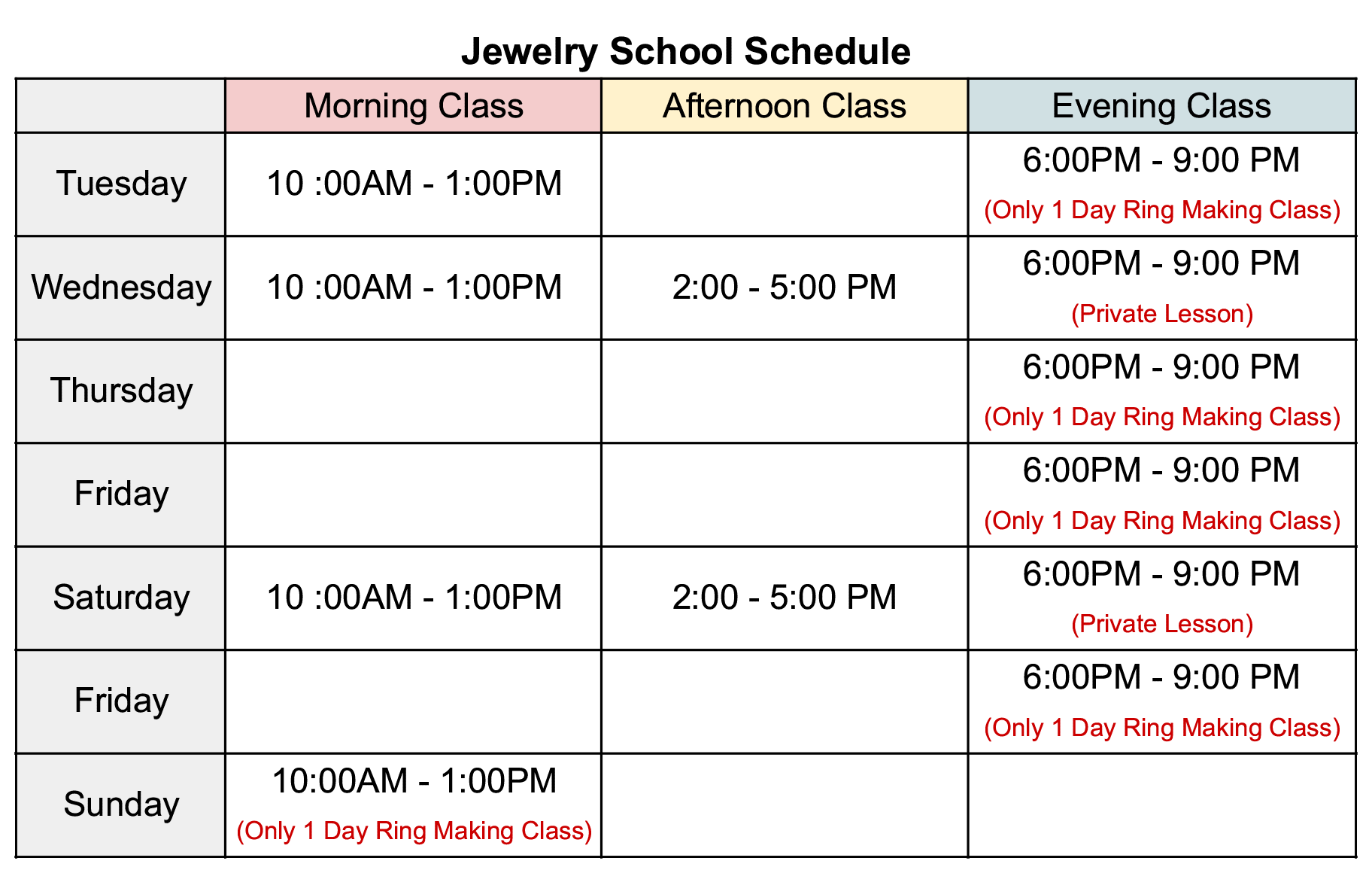 Jewelry School Schedule - Google Sheets.gif