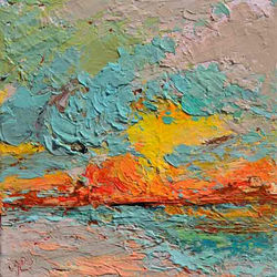Small beach painting at sun set