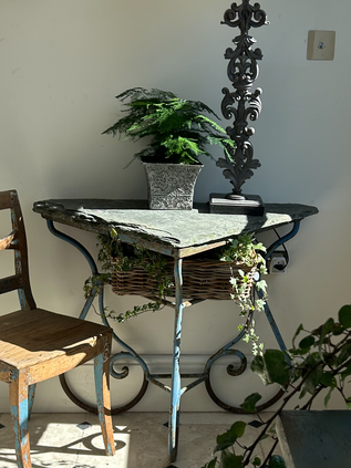 Slate topped garden table