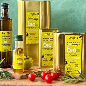 huile d'olive Loretta 1888 sous différents formats