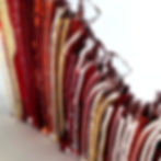 Red and yellow abstract fused glass sculpture, RD Glass