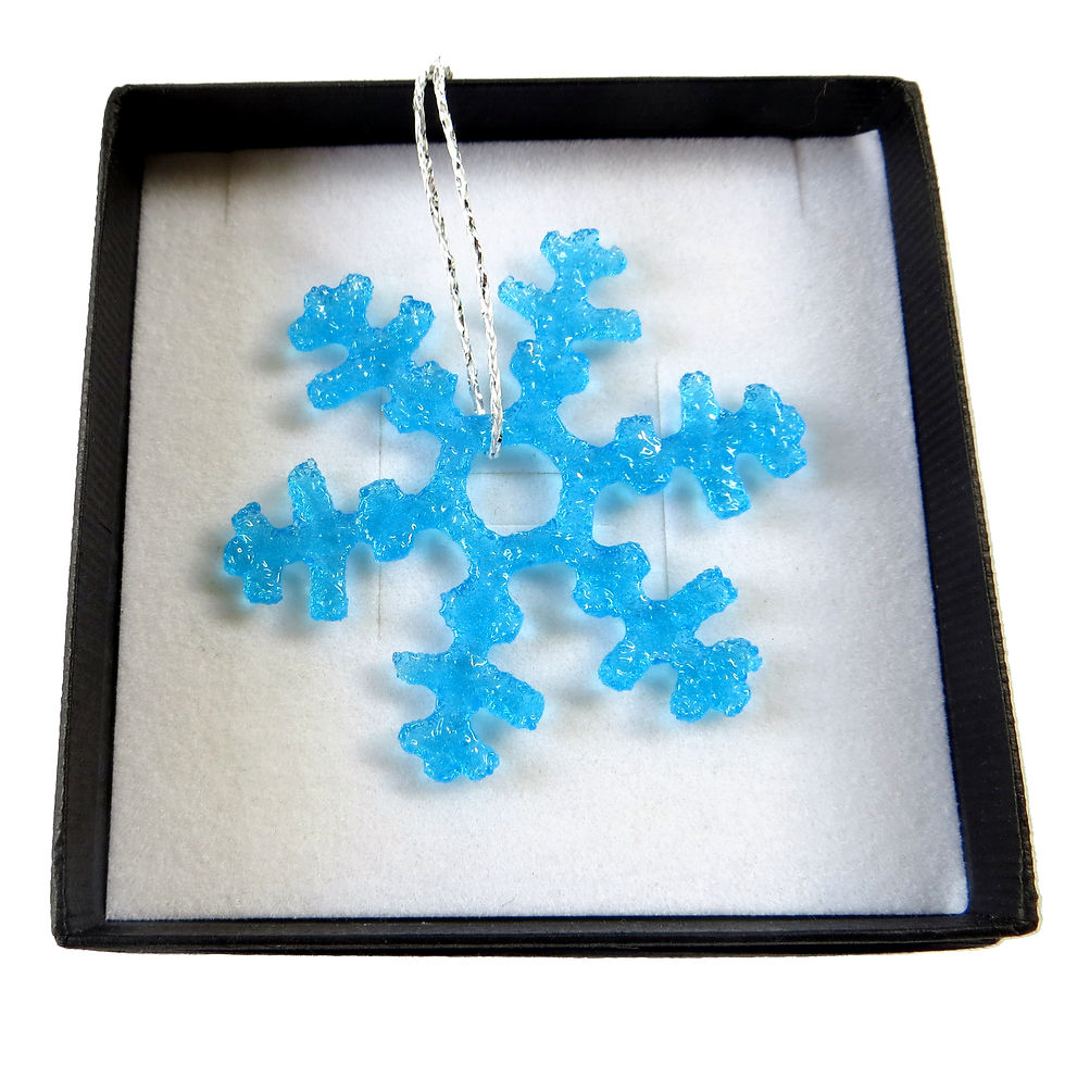 Thumbnail: Turquoise handmade fused glass snowflake