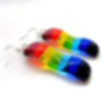 Wavy rainbow fused glass earrings