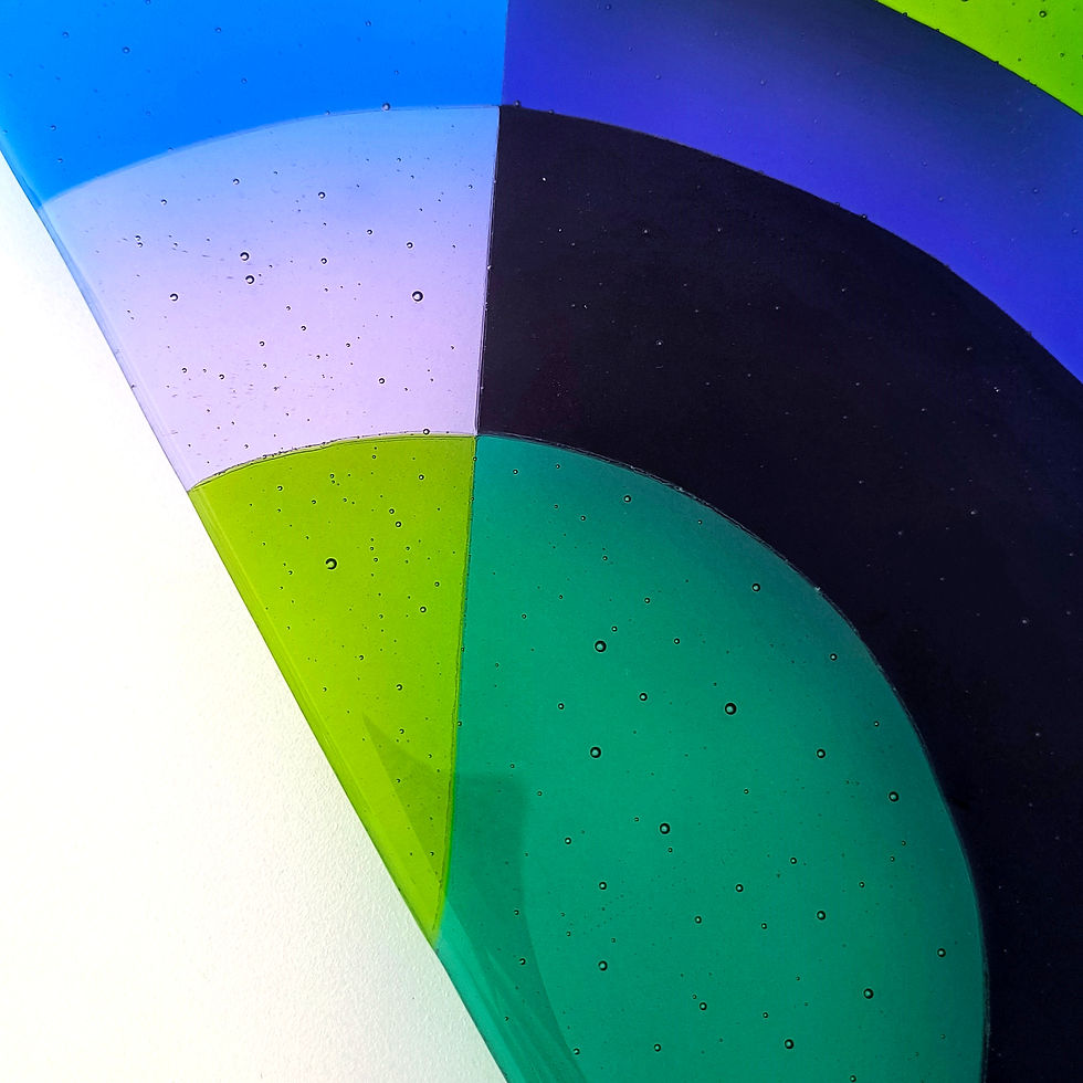 Thumbnail: Statement abstract and geometric fused glass wall art