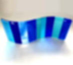 Blue striped fused glass wave
