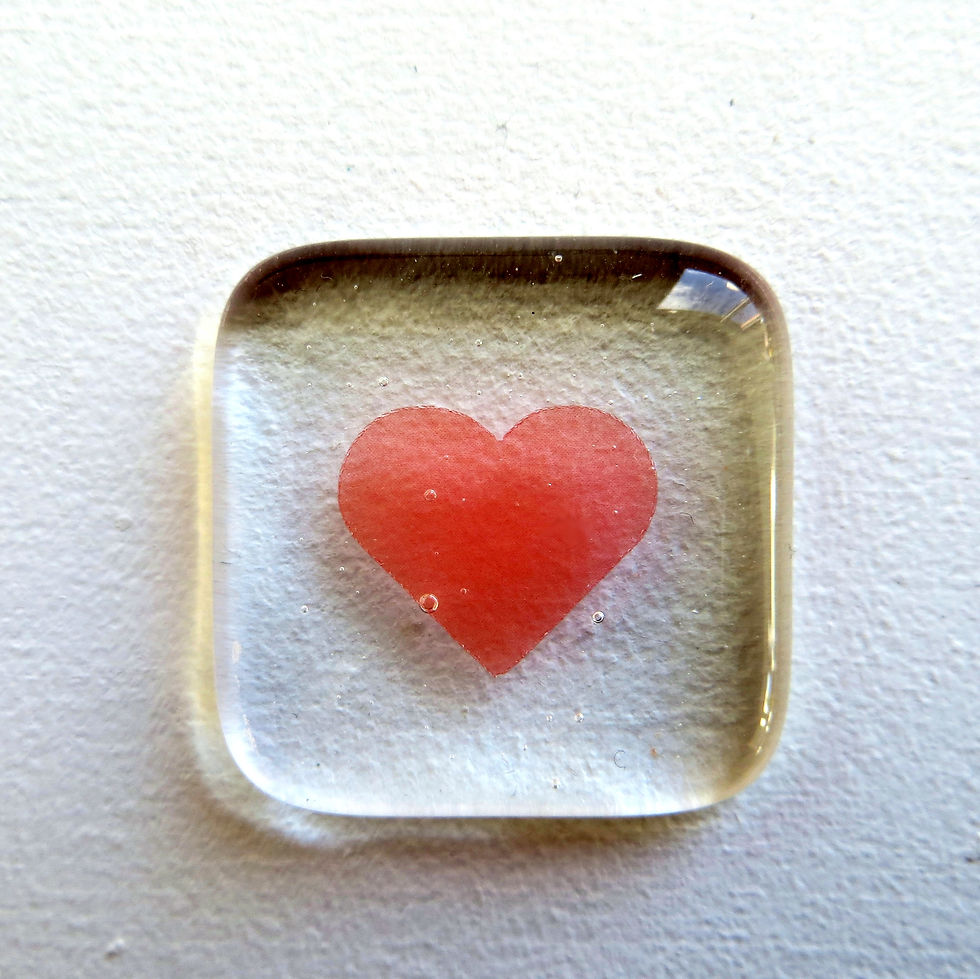 Thumbnail: Handmade pink fused glass pocket heart token