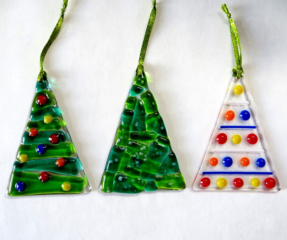 Thumbnail: Fused glass Christmas tree decoration craft kit