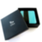 Blue and black gift boxed fused glass coasters