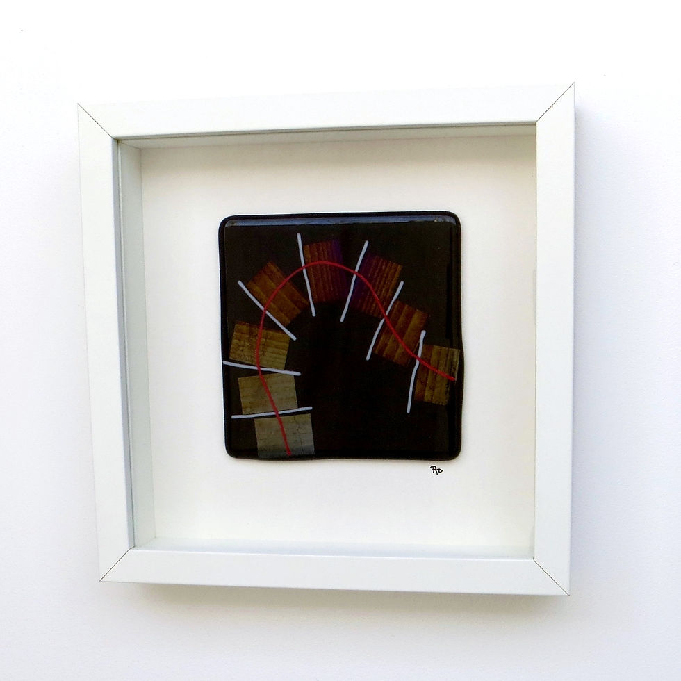 Thumbnail: Medium framed abstract fused glass wall art