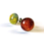 Orange yellow dichroic glass and sterling silver stud earrings