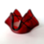 Red lined fused glass candle holder, RD Glass